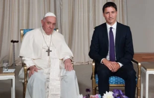 El Papa Francisco y Justin Trudeau, Primer Ministro de Canadu00e1. Cru00e9dito: pool VAMP 