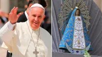 Papa Francisco - Crédito: ACI Prensa / Virgen de Luján - Crédito: Stephen Driscoll (ACI Prensa)