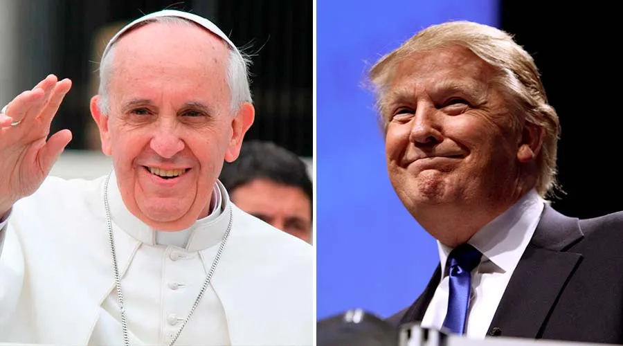 Papa Francisco. Foto: ACI Prensa / Donald Trump. Foto: Gage Skidmore (CC BY-SA 2.0).