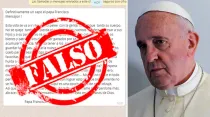 Bulo que circula en redes sociales. / Papa Francisco. Foto: ACI Prensa