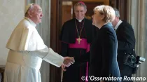 Papa Francisco y Angela Merkel. Foto: L'Osservatore Romano.