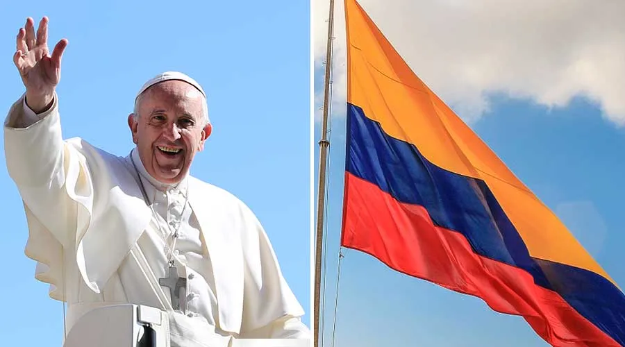 El Papa Francisco - Bandera de Colombia / Foto: Daniel Ibáñez (ACI Prensa) - Pixabay (Dominio Público)