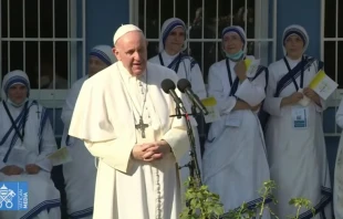 Papa Francisco en el Centro Belu00e9n de Bratislava. Foto: Captura video 