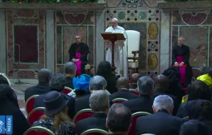 El Papa Francisco con el Cuerpo Diplomu00e1tico ante la Santa Sede. Foto: Captura YouTube 