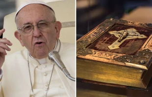 Papa Francisco. Foto: Daniel Ibu00e1u00f1ez (ACI Prensa) / Biblia. Foto: Pixabay, dominio pu00fablico 