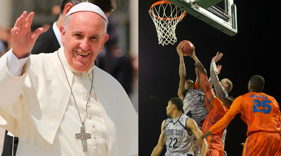 Papa Francisco. Foto Daniel Ibáñez (ACI Prensa) / Baloncesto. Foto pixabay, dominio público?w=200&h=150