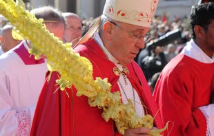 Papa Francisco hoy en Misa de Domingo de Ramos. Foto: Bohumil Petrik / ACI Prensa. 