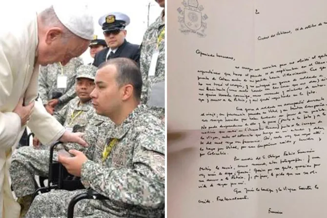El Papa escribe conmovedora carta a soldado con discapacidad que conoció en Colombia