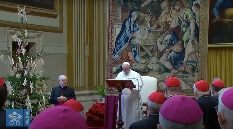Discurso del Papa Francisco a la Curia Romana. Foto: Captura YouTube