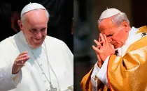 Papa Francisco y San Juan Pablo II. Crédito: 2papisanti.org