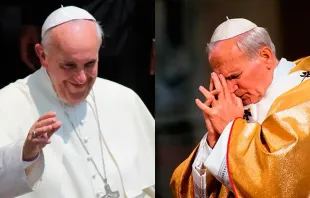 Papa Francisco y San Juan Pablo II. Crédito: 2papisanti.org 