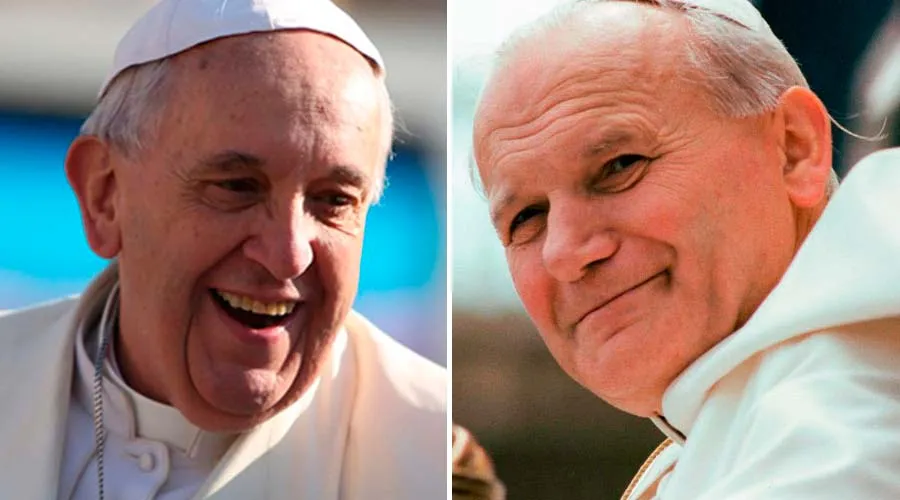 El Papa Francisco y San Juan Pablo II / Fotos: Daniel Ibáñez (ACI Prensa) - L'Osservatore Romano