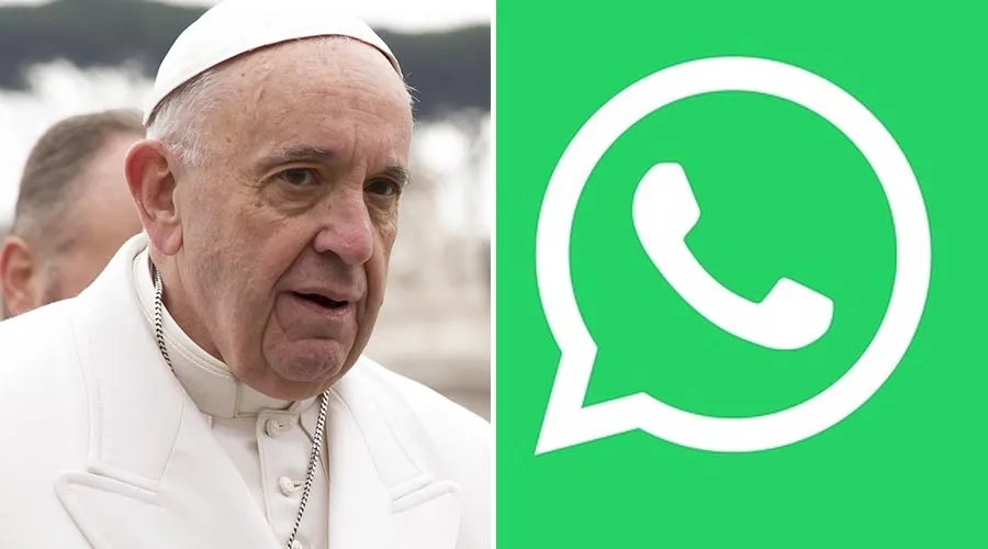 El Papa Francisco - Logo de WhatsApp / Foto: Daniel Ibáñez (ACI Prensa) - Pixabay (Dominio Público)