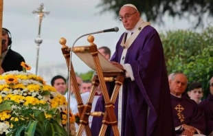 El Papa Francisco durante la Misa en el cementerio Flaminio / Foto: Daniel Ibu00e1u00f1ez (ACI Prensa) 