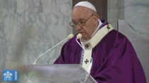 El Papa Francisco en la Misa del Miu00e9rcoles de Ceniza. Foto: Captura YouTube