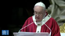 El Papa Francisco en la Misa de la Solemnidad de San Pedro y San Pablo Foto: Captura YouTube