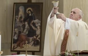 El Papa Francisco en la Misa de la Casa Santa Marta. Foto: Vatican Media  
