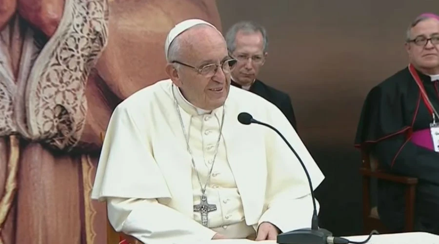 El Papa Francisco con los sacerdotes, religiosos y seminaristas en Trujillo. Captura en Youtube