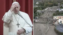 Papa Francisco. Crédito: Vatican Media. Desastre en Ischia. Crédito: Protección civil italiana