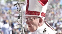 El Papa Francisco en la Misa hoy en Temuco. Foto: Vatican Media
