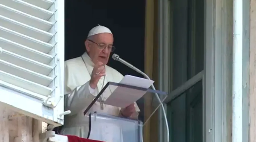 El Papa Francisco en el Ángelus de hoy. Captura Youtube