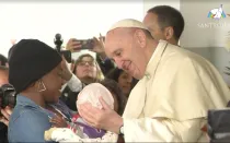 El Papa Francisco visita el centro Dream de Zimpeto. Foto: Captura tv directa San Egidio