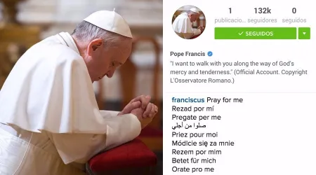 El Papa publica la primera foto en Instagram en su cuenta Franciscus: Recen por mí