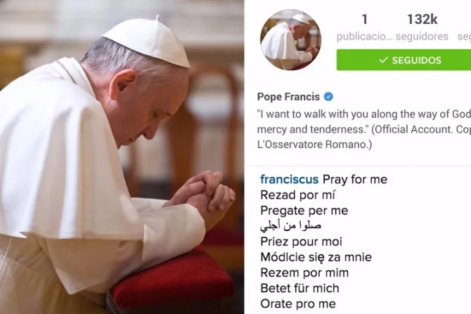 El Papa publica la primera foto en Instagram en su cuenta Franciscus: Recen por mí