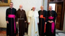 El Papa Francisco reunido este 13 de septiembre con las autoridades de la Conferencia de Obispos Católicos de Estados Unidos. Foto: Vatican Media / ACI Prensa.