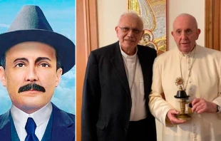 Cardenal Baltazar Porras entregando la reliquia del Beato Josu00e9 Gregorio Hernu00e1ndez alPapa Francisco / Cru00e9dito: Conferencia Episcopal Venezolana (CEV) 