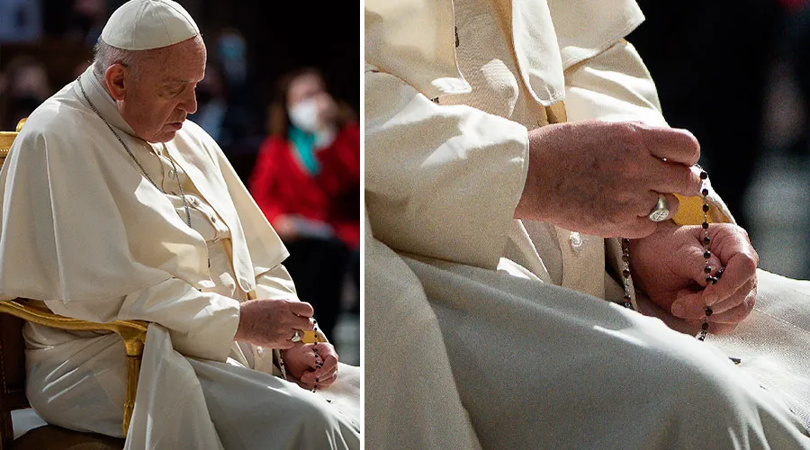 Papa Francisco rezando el Rosario | Crédito: Vatican Media
