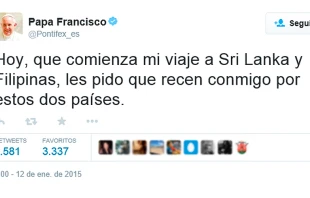 Captura de pantalla de Twitter del Papa Francisco. 