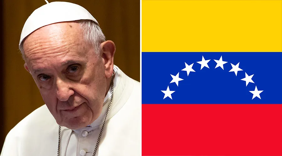 Papa Francisco y bandera de Venezuela / Crédito: Daniel Ibañez - ACI Prensa y Wikimedia Commons