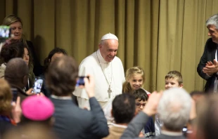 El Papa durante su encuentro con la Acciu00f3n Catu00f3lica. Foto: Daniel Ibu00e1u00f1ez / ACI Prensa 