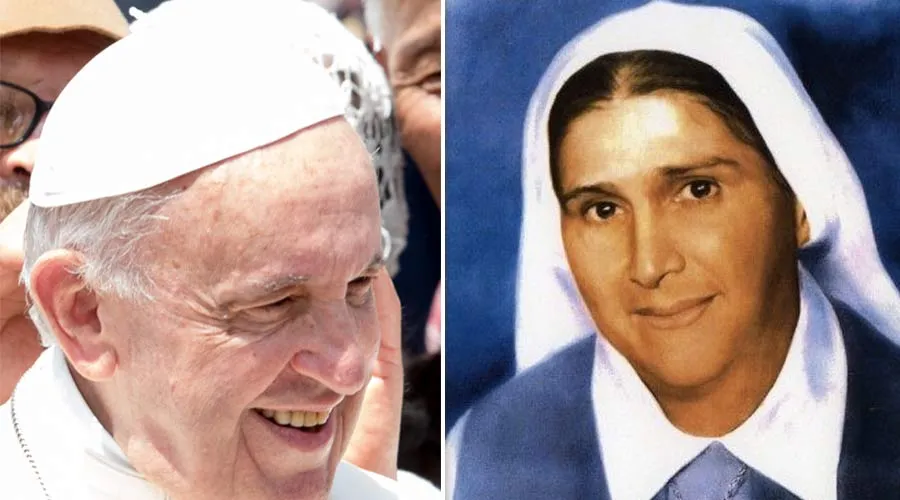 El Papa Francisco y la nueva beata venezolana María Carmen Rendíles Martínez. Foto Papa Francisco: Daniel Ibáñez / ACI Prensa