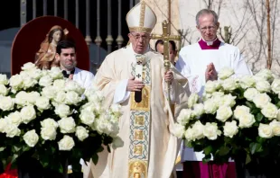 El Papa Francisco durante la celebración. Foto: Daniel Ibáñez / ACI Prensa 