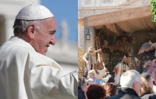 El Papa y el pesebre en la Plaza de San Pedro. Fotos: Daniel Ibu00e1u00f1ez / ACI Prensa 