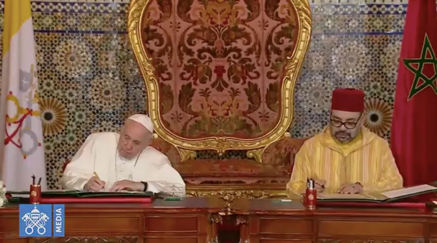 El Papa Francisco y el Rey Mohamed VI de Marruecos. Foto: Captura YouTube