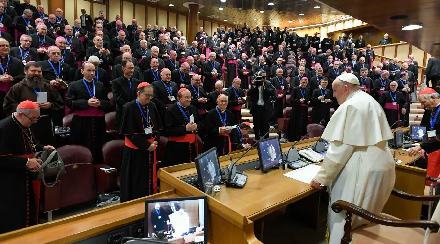 El Papa Francisco inaugura la 77ª  Asamblea General de la CEI. Crédito: Vatican Media?w=200&h=150