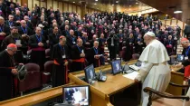 El Papa Francisco inaugura la 77ª  Asamblea General de la CEI. Crédito: Vatican Media