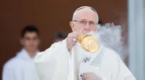 Papa Francisco en Misa por Solemnidad del Corpus Christi. Foto: Daniel Ibáñez / ACI Prensa.