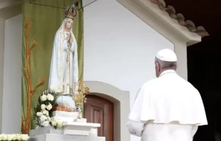 Imagen referencial. Papa Francisco reza ante la Virgen de Fu00e1tima. Foto: Vatican Media 