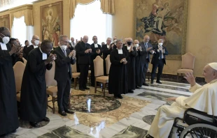 El Papa con los hermanos de La Salle. Foto: Vatican Media 