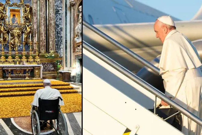 Papa Francisco reza en Santa María la Mayor antes de su viaje a Canadá