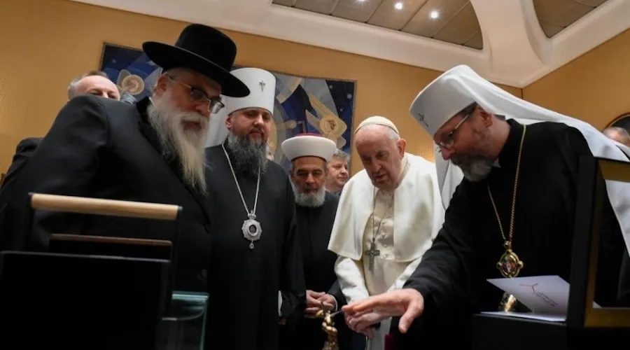 El Papa se reúne con Consejo Panucraniano de Iglesias y Organizaciones Religiosas de Ucrania. Crédito: Vatican Media?w=200&h=150