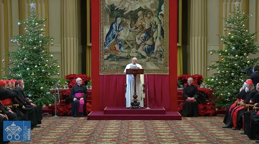 Discurso del Papa Francisco a la Curia Romana. Foto: Captura Vatican Media