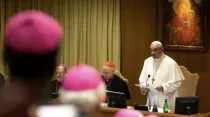 El Papa Francico en el sínodo de 2018. Crédito: Daniel Ibáñez / ACI Prensa