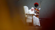 El Papa Francisco en la Audiencia general de hoy. Crédito: Vatican Media