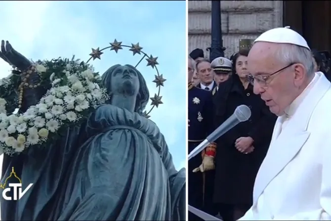 Papa Francisco preside tradicional homenaje a la Inmaculada en Roma