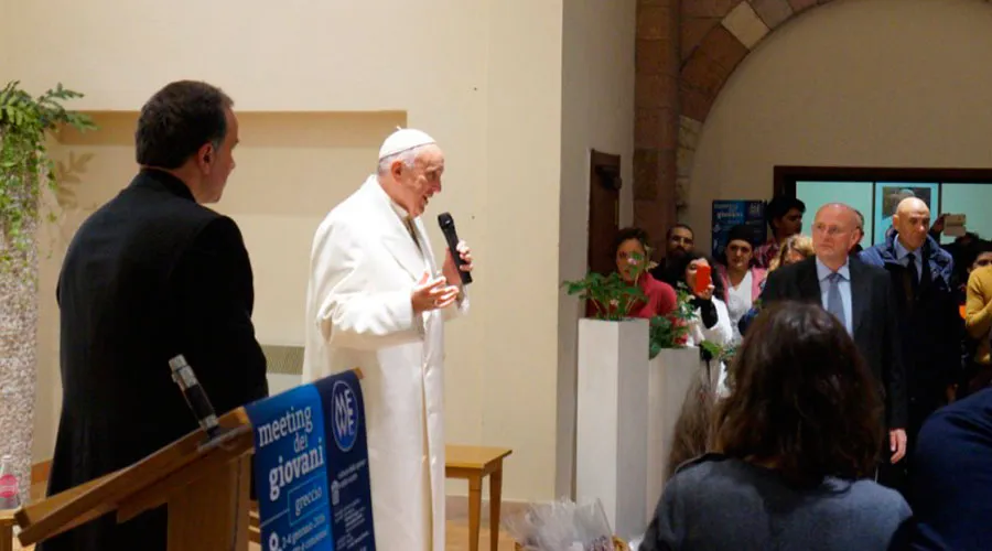 El Papa habla a los jóvenes en Greccio. Foto: Diócesis de Rieti?w=200&h=150